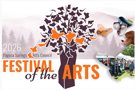festival of the arts logo with a tree and butterflies