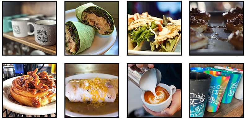 Two Chicks and a Hippie food collage